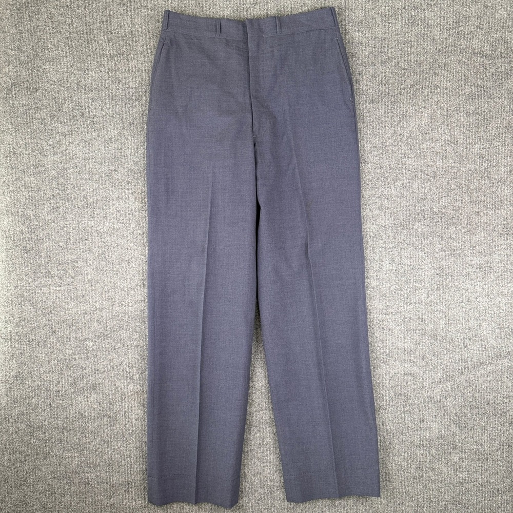 VTG 60s US Air Force Tropical Trousers Mens 32x32 Blue 100% Wool Pants Military